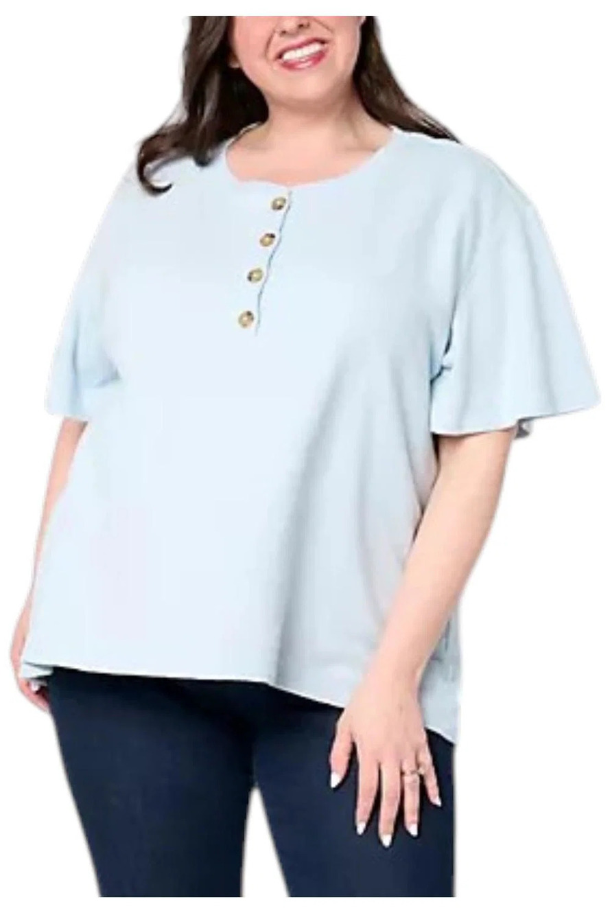Me by Jennie Garth Women's Nyla Knit Pullover Top Blue - Plus